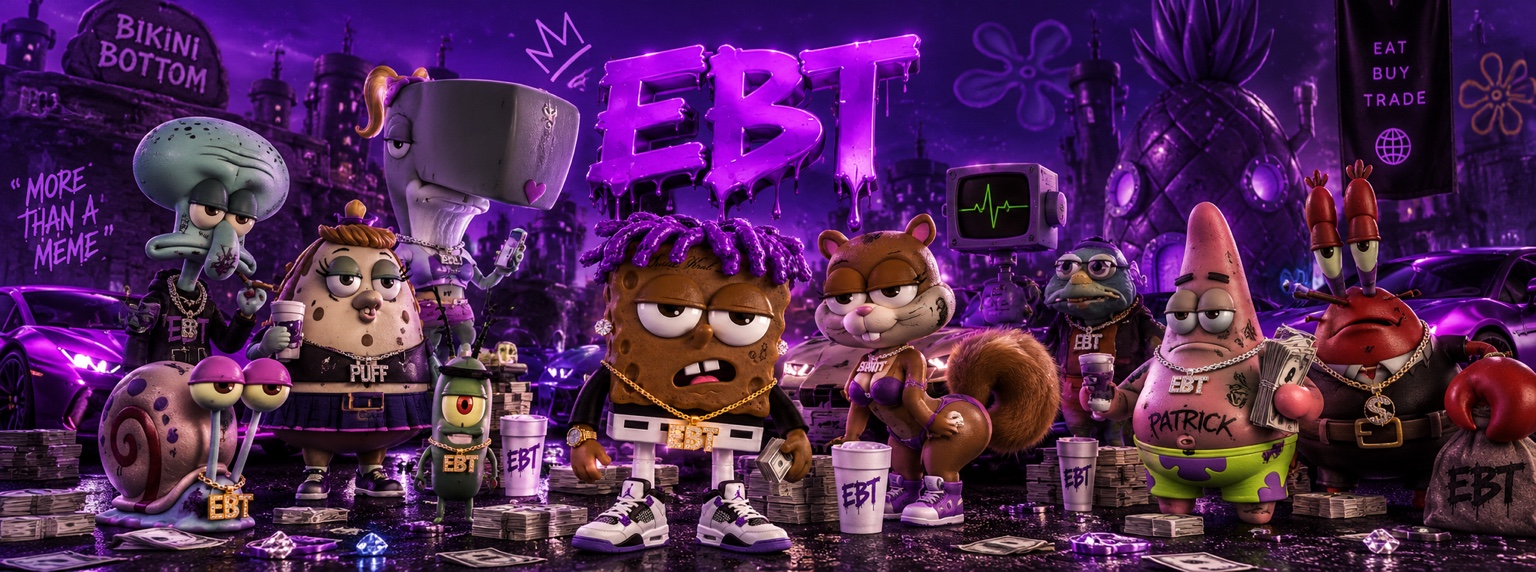 The Bikini Bottom crew together in purple neon streetwear